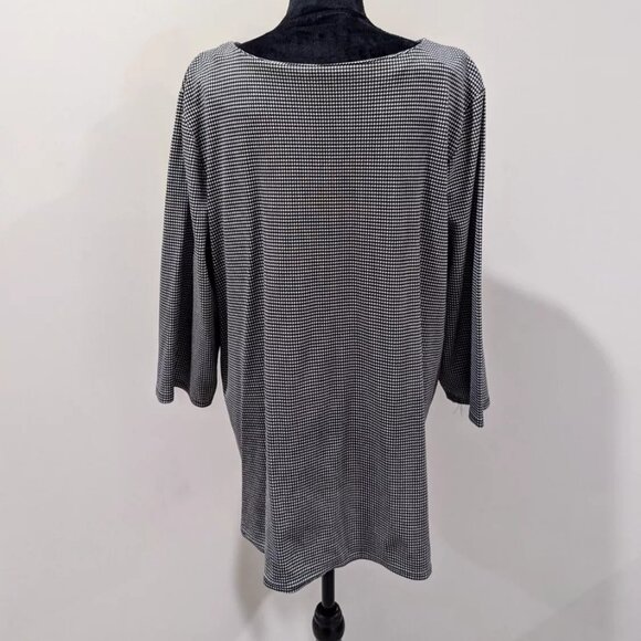 Chicos Black White Houndstooth Ponte Knit Top Button Detail Size 4 Button Tunic - Picture 3 of 7